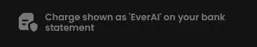Line on the Candy AI plan page: charge shown as EverAI on your bank statement