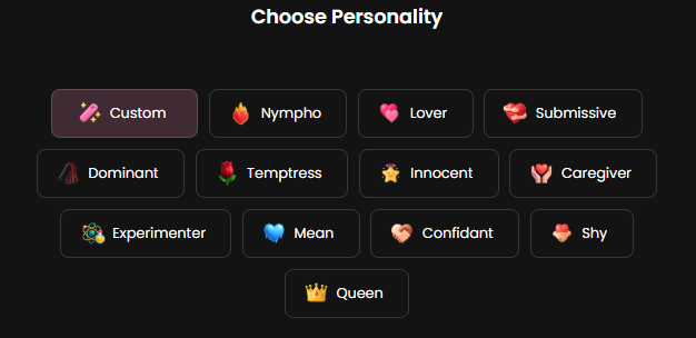 Step 2 — Personality selection