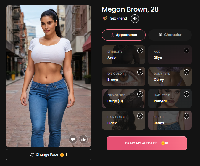Original AI character face generated by Candy AI