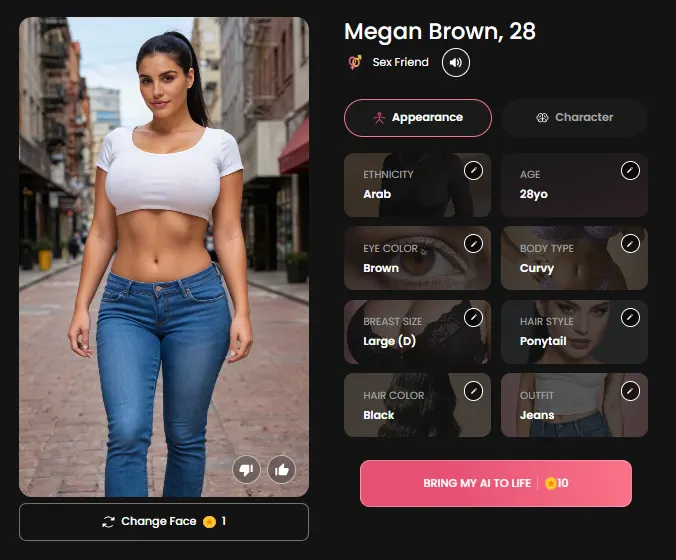 Original AI character face generated by Candy AI